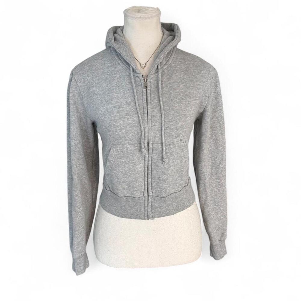 Brandy Melville gray zip up hoodie one size loungewear casual cotton material